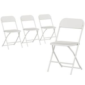 Altro Set 4 Sedie Pieghevoli Con Fori Di Drenaggio In Plastica E Metallo, 45x49x79.5 Cm, Bianco