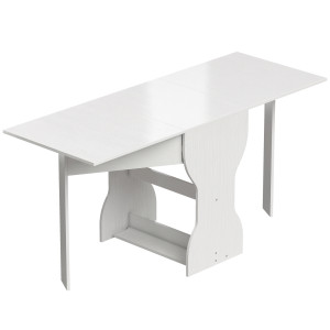 Altro Tavolo Da Pranzo Pieghevole Per 4 Persone Con Ripiano, In Legno, 160x60x75 Cm, Bianco