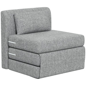 Altro Poltrona Letto Pieghevole Da Terra A 3 Sezioni Salvaspazio In Tessuto, 80x75x74 Cm, Grigio