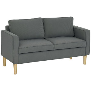 Altro Divano 2 Posti Con Spazio Contenitore E 2 Cuscini, In Tessuto Effetto Velluto E Legno, 140x63x79 Cm, Grigio