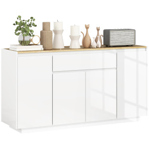 Altro Credenza Da Cucina Moderna Con Cassetto E 3 Armadietti Con Ripiani Regolabili, 140x40x75 Cm, Bianco