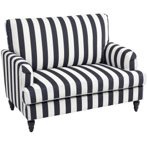 Altro Poltrona Da Salotto Con Seduta Ampia In Velluto A Righe Con Molle A S, 115x82x82 Cm, Nero E Bianco