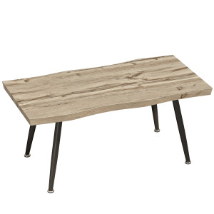 Altro Tavolino Da Caffè Stile Nordico Con Piedini Regolabili, In Legno E Acciaio, 100x50x45 Cm, Nero E Rovere