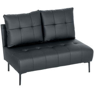 Altro Divano 2 Posti In Finta Pelle Senza Braccioli E Trapuntato A Bottoni, 115x73x83 Cm, Nero