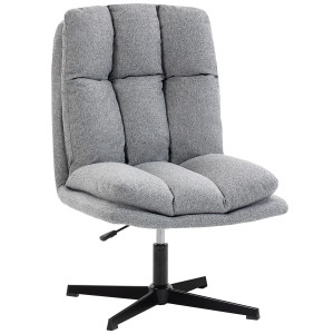 Altro Sedia Per Soggiorno Girevole In Tessuto Effetto Lino E Metallo, 63x75x92-102 Cm, Grigio Chiaro