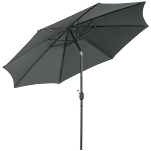Altro Ombrellone Da Giardino 3x2.5 M Inclinabile, Con Manovella, In Metallo E Poliestere Grigio Scuro