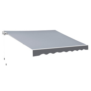 Altro Tenda Da Sole Da Esterno Avvolgibile Manualmente In Alluminio E Poliestere, 2.5x2 M, Grigio E Bianco