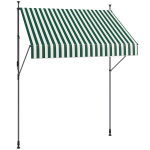 Altro Tenda Da Sole 2x1.2 M Con Supporti Regolabili E Manovella, In Alluminio, Metallo E Poliestere, Verde E Bianco