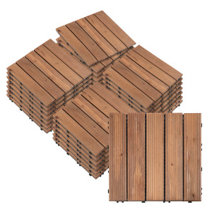 Altro Piastrelle Per Esterni Pavimento In Legno, Set 27 Pezzi Montaggio A Incastro, 30x30x2.5cm