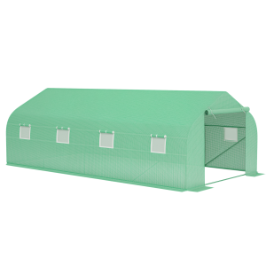 Altro Serra A Tunnel Con 8 Finestrelle Laterali E Ingresso Avvolgibile, In Pe E Acciaio, 6x3x2 M, Verde