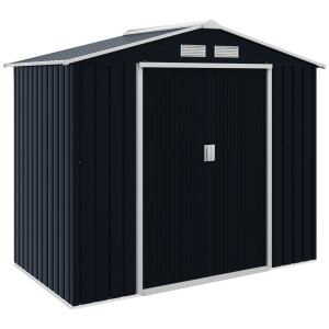 Altro Casetta Da Giardino Porta Utensili In Lamiera Con Porte Scorrevoli, 213x130x185cm, Grigio Scuro