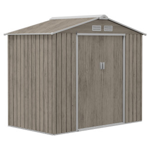Altro Casetta Da Giardino In Metallo Con Prese D'aria E Doppia Porta Scorrevole, 2.1x1.3m, Marrone Chiaro