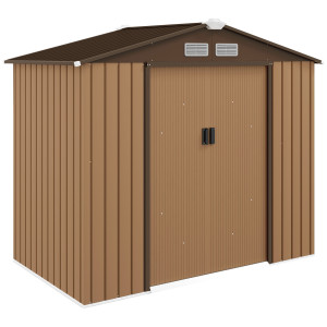 Altro Casetta Da Giardino Porta Utensili In Lamiera Con Porte Scorrevoli, 213x130x185cm, Giallo
