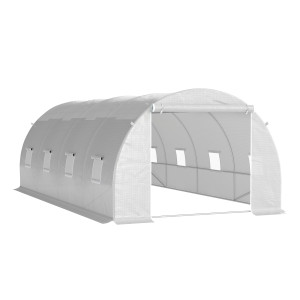 Altro Serra Da Giardino A Tunnel Per Piante, Struttura In Metallo E Copertura In Pe, 6x3x2m, Bianco