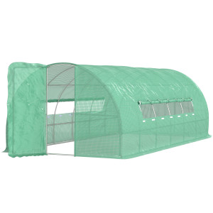 Altro Serra Per Orto A Tunnel Con Porta E 8 Finestre, Serra Da Giardino In Pe E Metallo Zincato, Per Coltivazaione Piante, 600x300x200cm