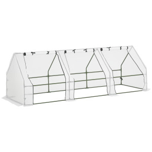 Altro Serra Da Giardino A Tunnel In Pe Con Bordi Allungati E Porte A Cerniera, 270x90x90 Cm, Bianco