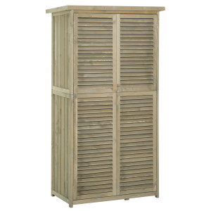 Altro Casetta In Legno Da Giardino Con Tetto Impermeabile, Armadio Da Esterno Porta Attrezzi Da Giardino Con 4 Scompartimenti, 87x46.5x160cm, Grigio