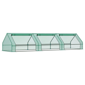 Altro Mini Serra Per Piante Impermeabile Con 3 Ingressi Avvolgibili, In Acciaio E Pe, 400x100x80 Cm, Verde