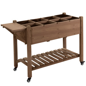 Altro Fioriera Da Esterno A 8 Vasi Con Ripiano Laterale E Mensola Inferiore, In Legno Di Abete, 123x54x87 cm