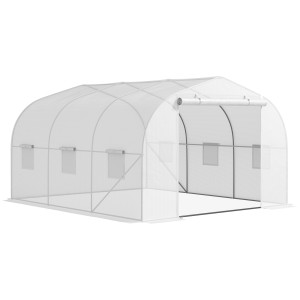 Altro Serra A Tunnel Per Giardino Con 6 Finestre E Porta A Rullo, In Acciaio E Pe, 3.5x3x2 M, Bianco