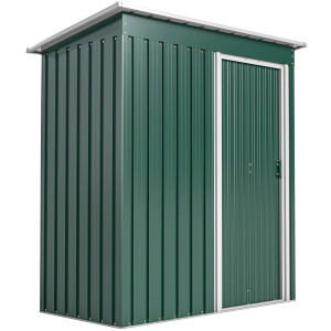 Altro Capanno Attrezzi Con Tetto Inclinato E Porta Scorrevole, In Acciaio Zincato, 163x89x182 Cm, Verde