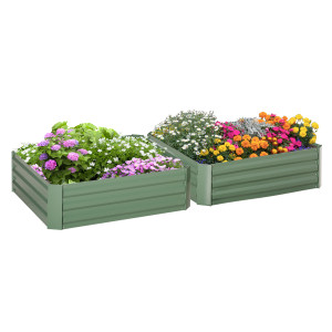 Altro Set Di 2 Letti Per Orto Rialzati In Acciaio Zincato Per Piante E Ortaggi, 100x100x30cm