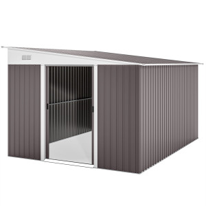 Altro Casetta Da Giardino Con Porta Scorrevole, In Acciaio, 345x280.5x169-201cm, Grigio