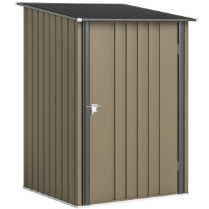 Altro Casetta Da Giardino Porta Attrezzi In Acciaio Galvanizzato Con Porta, 100x104x160 Cm, Marrone E Grigio Scuro