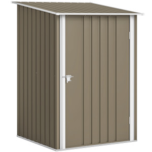 Altro Casetta Da Giardino Porta Attrezzi In Acciaio Galvanizzato Con Porta, 100x104x160 Cm, Marrone E Bianco