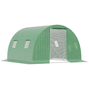 Altro Serra A Tunnel Da Esterno 3x3x2m Con Copertura In Pe, Porta Con Cerniera E 4 Finestre, Verde