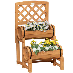 Altro Fioriera Da Esterno A Mezza Botte In Legno D'abete Con Design Verticale Rialzato, 45x45x80 cm