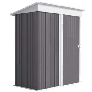 Altro Casetta Da Giardino Porta Attrezzi In Acciaio Con Porta Bloccabile, 161x95x163/181cm, Grigio