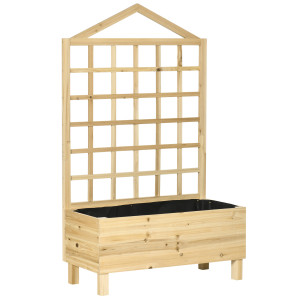 Altro Fioriera Da Esterno In Legno Di Abete Con Grigliato E Fori Di Drenaggio, 90x43x150 cm