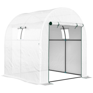 Altro Serra A Tunnel Per Orto 1.8x1.8x2 M In Acciaio E Pe Anti Uv Con Porte Avvolgibili E Finestre, Bianca