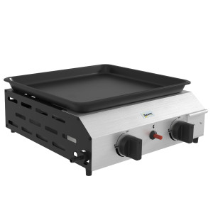 Altro Piastra Barbecue A Gas Con 2 Bruciatori, Piano Antiaderente E Potenza 4.8kw, Argento
