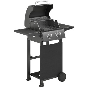 Altro Barbecue A Gas Propano Con 2 Bruciatori, Portatile, Termometro, Nero