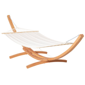 Altro Amaca Con Supporto In Legno E Cotone, Amaca Da Giardino Per Altri Spazi Esterni, 392x120x102cm, Bianca