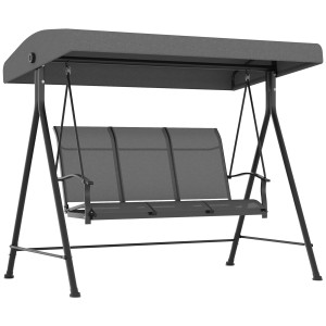 Altro Dondolo Da Giardino 3 Posti Con Tettuccio Parasole Regolabile, 200x133x176 Cm, Grigio Scuro
