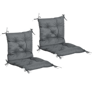 Altro Set 2 Cuscini Per Sedie Da Esterno In Poliestere E Cotone Con Lacci, 50x98x8 Cm, Grigio