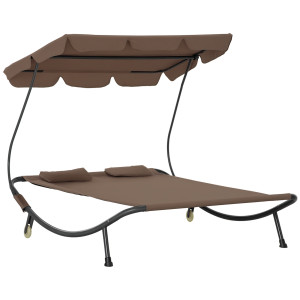 Altro Lettino Matrimoniale 2 Posti Parasole Regolabile Da Esterno E Giardino 200x175 X134cm Marrone