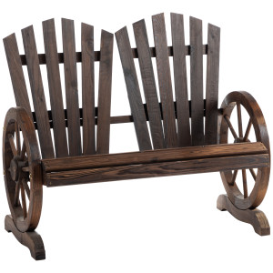 Altro Panchina Da Giardino In Legno Stile Country Con Braccioli A Ruota, 108x66x95cm, Colore Legno
