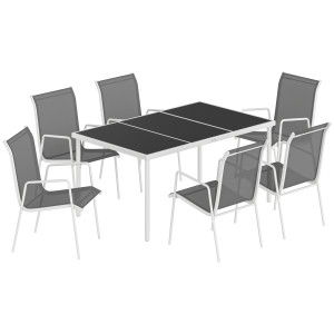 Altro Set Da Giardino 7 Pezzi: Tavolo Rettangolare E 6 Sedie Impilabili