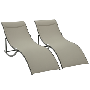 Altro Set 2 Sdraio Da Giardino Pieghevoli, Lettino Prendisole In Alluminio E Textilene, 61x165x63cm