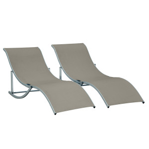Altro Set 2 Sdraio Da Giardino Pieghevoli, Lettino Prendisole In Alluminio E Textilene, 61x165x63cm