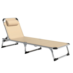 Altro Sdraio Pieghevole Con Poggiatesta E Schienale Regolabile In Alluminio, 60x165x76 Cm, Beige