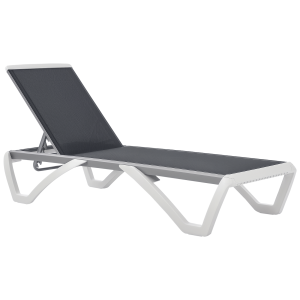 Altro Lettino Prendisole Con Schienale Reclinabile E Rotelle Posteriori, 195x67.5x33 Cm, Grigio E Bianco
