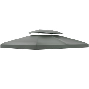 Altro Copertura Per Gazebo 4x3 M A 2 Livelli In Poliestere Con Cinghie E 10 Fori Di Drenaggio, Grigio Scuro