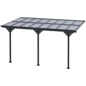 Altro Pergola Addossata Da Giardino 4.4x3m Regolabile In Policarbonato E Alluminio, Grigio