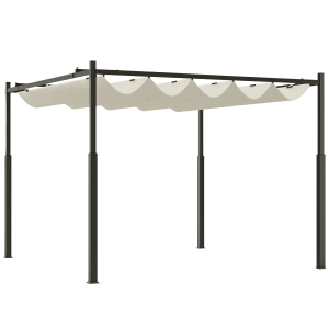 Altro Gazebo Pergola 3x3 M Con Tettuccio Retrattile, 8 Viti E 8 Picchetti, In Poliestere 180g E Metallo, Bianco Crema