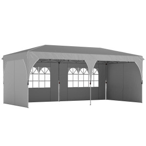 Altro Gazebo Pieghevole 3x6 M Con Pareti E Altezza Regolabile, Protezione Uv 50+, Grigio Chiaro